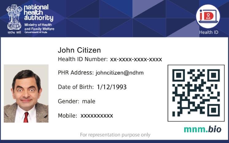Indie Krajowy Urząd Zdrowia karta identyfikacyjna zdrowia edytowalny szablon